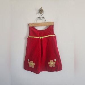 Vintage Rare, Too! Christmas Gingerbread Velvet Red Dress Size 4T